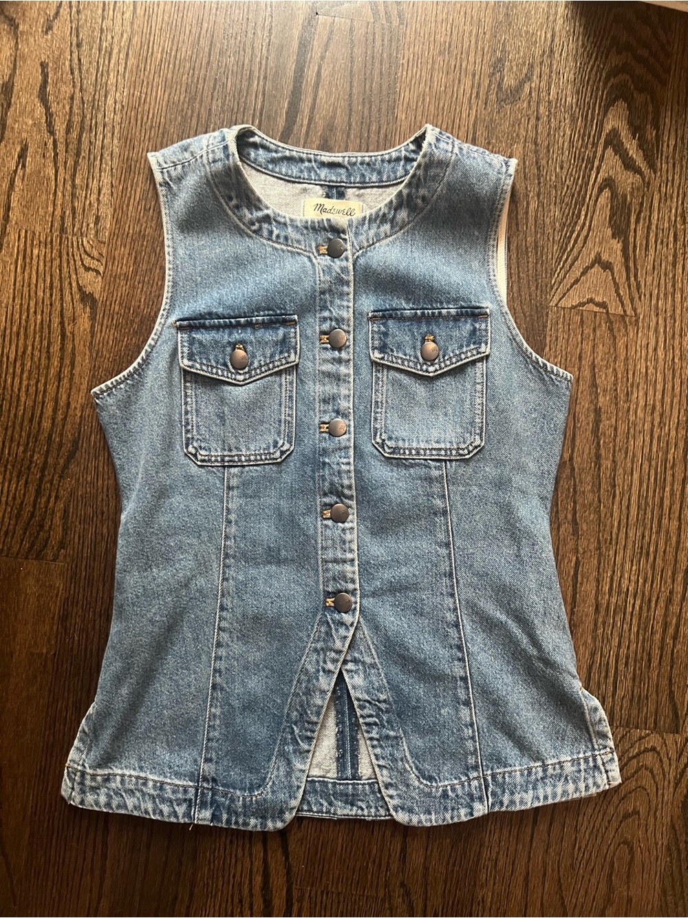 Madewell Light Blue Denim Sleeveless Button-Front Vest